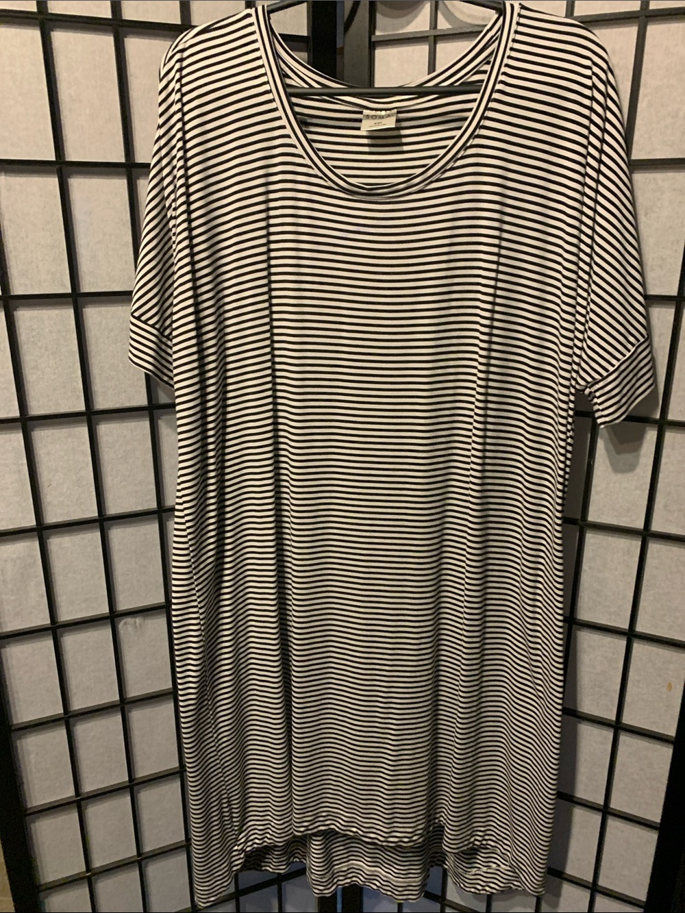 Soma Black and White Striped Midi Sleep Gown Size XXL